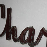 Ancienne grande enseigne charcuterie en zinc superbe patine