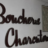 Ancienne grande enseigne charcuterie en zinc superbe patine