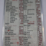 Ancien tableau boucherie charcuterie tarifs prix courant