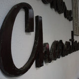 Ancienne grande enseigne charcuterie en zinc superbe patine