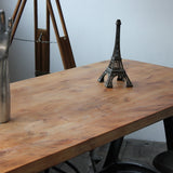 ancienne Table ou bureau industriel pied fonte plateau orme massif