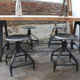 Vintage Nicolle Metal Industrial Workshop Low Chair/Stool