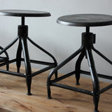 Vintage Nicolle Metal Industrial Workshop Low Chair/Stool