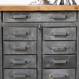 etabli d'atelier industriel metal 11 tiroirs  plateau bois massif