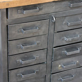 etabli d'atelier industriel metal 11 tiroirs  plateau bois massif