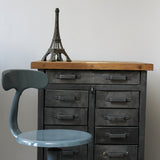 etabli d'atelier industriel metal 11 tiroirs  plateau bois massif