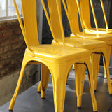 4 ancienne Chaise TOLIX Xavier Pauchard  jaune des annees 50