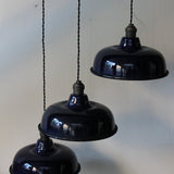 enameled lampshade for industrial lamp, midnight blue