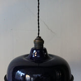 enameled lampshade for industrial lamp, midnight blue