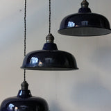 enameled lampshade for industrial lamp, midnight blue