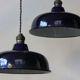 enameled lampshade for industrial lamp, midnight blue