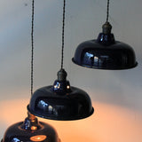 enameled lampshade for industrial lamp, midnight blue