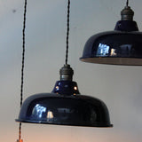enameled lampshade for industrial lamp, midnight blue