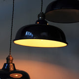 enameled lampshade for industrial lamp, midnight blue