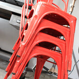 4 ancienne Chaise TOLIX Xavier Pauchard rouge des annees 50