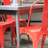 4 ancienne Chaise TOLIX Xavier Pauchard rouge des annees 50