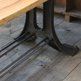 grande table industrielle plateau chene massif pietement fonte