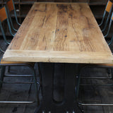 grande table industrielle plateau chene massif pietement fonte