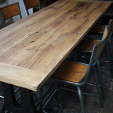 grande table industrielle plateau chene massif pietement fonte