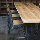 grande table industrielle plateau chene massif pietement fonte