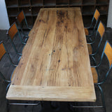grande table industrielle plateau chene massif pietement fonte