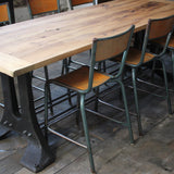 grande table industrielle plateau chene massif pietement fonte