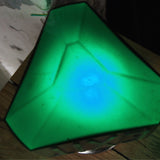 rare Lampe verte exit USA 3 faces socle metal