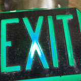rare Lampe verte exit USA 3 faces socle metal