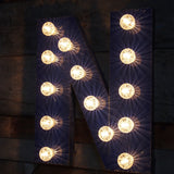 tres grande lettre N d'ancienne enseigne lumineuse façon fete foraine