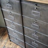 ancien meuble console 10 casiers industriel a clapet roneo 1950 plateau chene massif