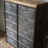 ancien meuble console 10 casiers industriel a clapet roneo 1950 plateau chene massif