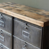 ancien meuble console 10 casiers industriel a clapet roneo 1950 plateau chene massif