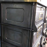 Antique large industrial cabinet with 21 compartments and hinged doors, Strafor brand, circa 1920