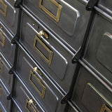 Antique large industrial cabinet with 21 compartments and hinged doors, Strafor brand, circa 1920