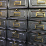 Antique large industrial cabinet with 21 compartments and hinged doors, Strafor brand, circa 1920