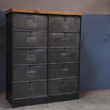 ancien meuble 10 casiers industriel a clapet roneo