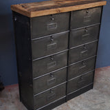 ancien meuble 10 casiers industriel a clapet roneo