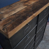 ancien meuble 10 casiers industriel a clapet roneo