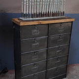 ancien meuble 10 casiers industriel a clapet roneo