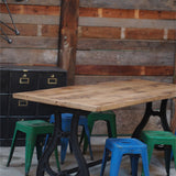 grande table industrielle plateau chene massif pietement fonte