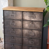 ancien meuble console 10 casiers industriel a clapet roneo 1950 plateau chene massif
