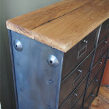 ancien meuble console 10 casiers industriel a clapet roneo 1950 plateau chene massif