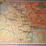 ancienne affiche scolaire France frontieres Nord est Alsace Lorraine - divisions militaires
