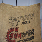 Ancien sac à pomme de terre americain, déco vintage USA