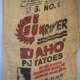 Ancien sac à pomme de terre americain, déco vintage USA