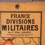 ancienne affiche scolaire France frontieres Nord est Alsace Lorraine - divisions militaires