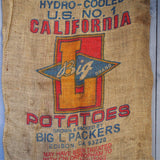 Ancien sac à pomme de terre americain, déco vintage USA