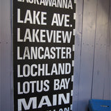 Very large kakemono destination bus USA