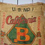 Ancien sac à pomme de terre americain, déco vintage USA