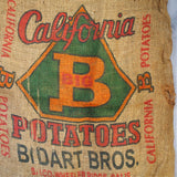 Ancien sac à pomme de terre americain, déco vintage USA